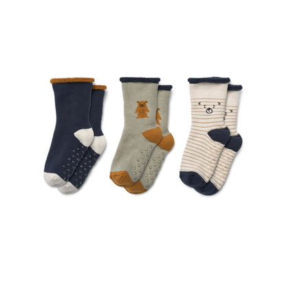 Liewood Eloy Baby Socks 3 Pack - Teddy / Dove Blue