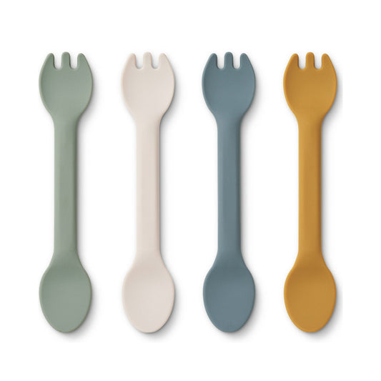 Liewood Jan 2 In 1 Cutlery 4 Pack - Faune Green Multi Mix