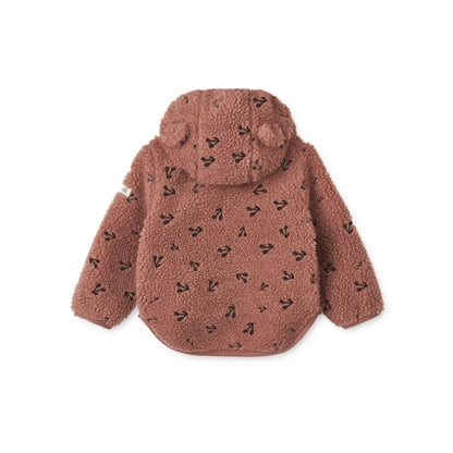 Liewood Mara Pile Jacket With Ears - Cherries / Dark Rosetta