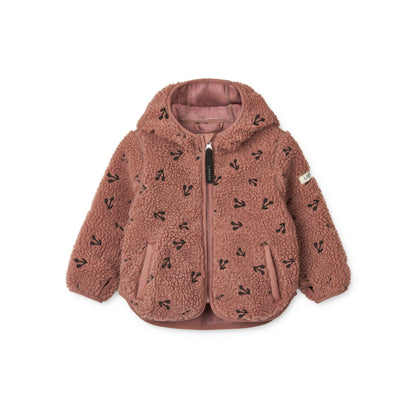 Liewood Mara Pile Jacket With Ears - Cherries / Dark Rosetta