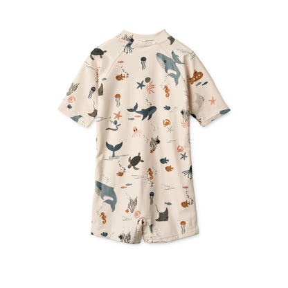 Liewood Max Shortsleeve Swim Jumpsuit - Sea Creature & Sandy