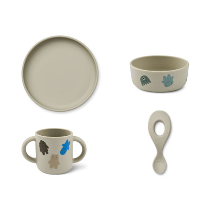 Liewood Vivi Silicone Dinner Set - Monster / Mist