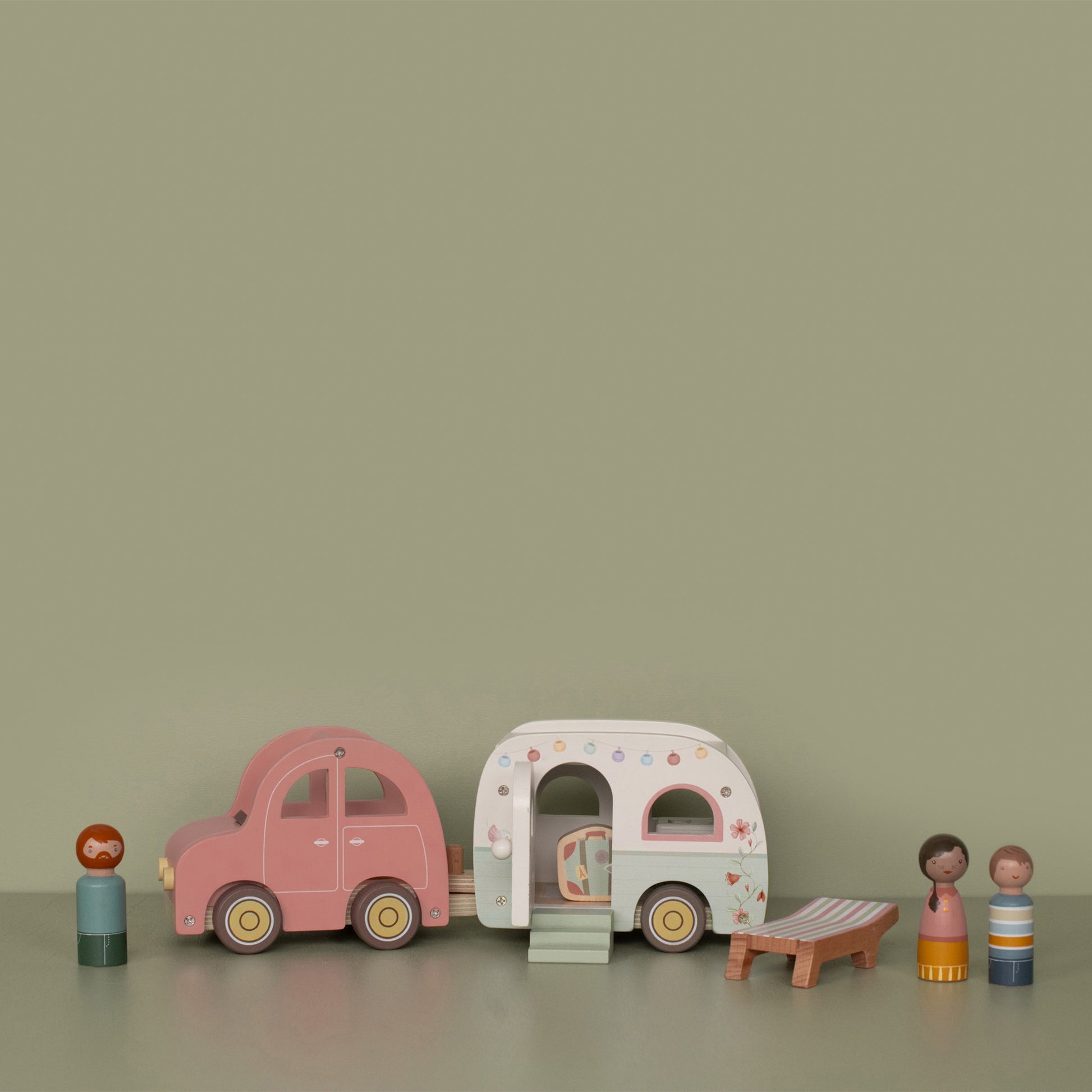 Little Dutch Wooden Toy Car & Caravan