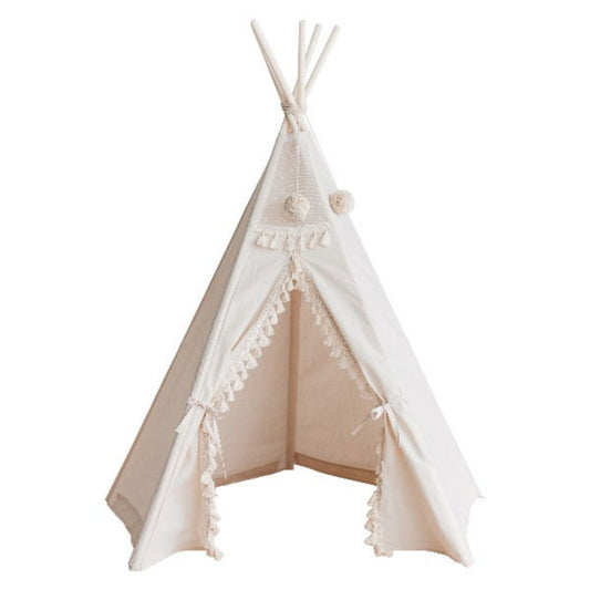 MiniCamp Boho Teepee Play Tent With Tassels - Ecru