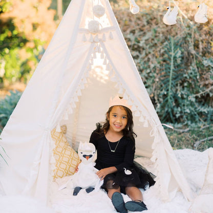 MiniCamp Boho Teepee Play Tent With Tassels - Ecru