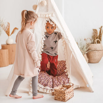 MiniCamp Boho Teepee Play Tent With Tassels - Ecru