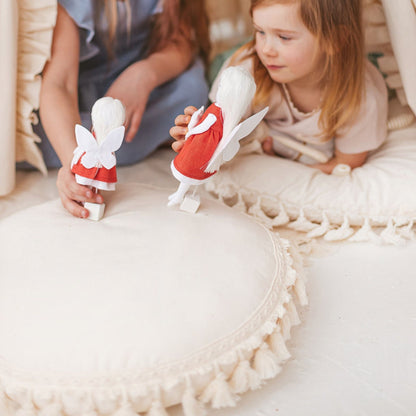 MiniCamp Round Throw Pillow With Tassels - Ecru