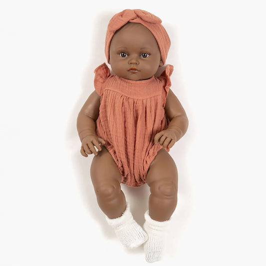 Minikane Baby Girl Doll 47cm - Augustine - laying down pose