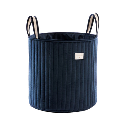 Nobodinoz Large Storage Basket Eco-Velvet - Night Blue