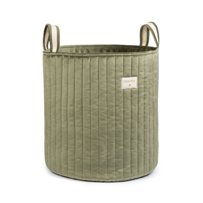 Nobodinoz Large Storage Basket Eco-Velvet - Olive Green