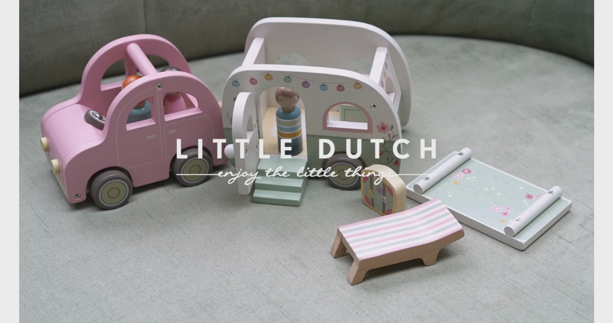 Little Dutch Wooden Toy Car & Caravan Video