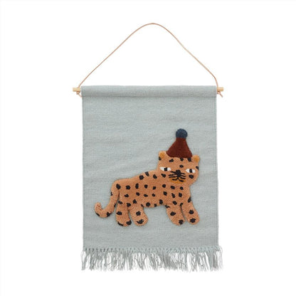 OYOY Leopard Wall Hanging - Dusty Blue