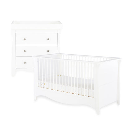 CuddleCo Clara 2 Piece Nursery Furniture Set (Cot Bed & Dresser) - White