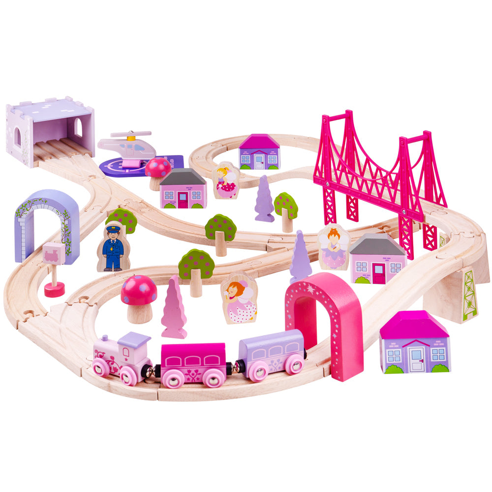 Bigjigs Rail Fairy Town Train Set Pink Wooden Train Set Scandiborn