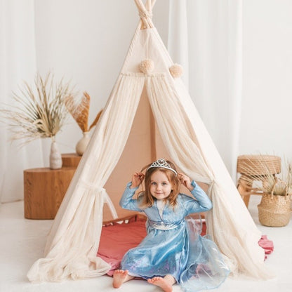 MiniCamp Fairy Teepee Play Tent With Tulle - Ecru