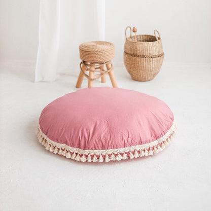 MiniCamp Big Floor Cushion With Tassels - Rose