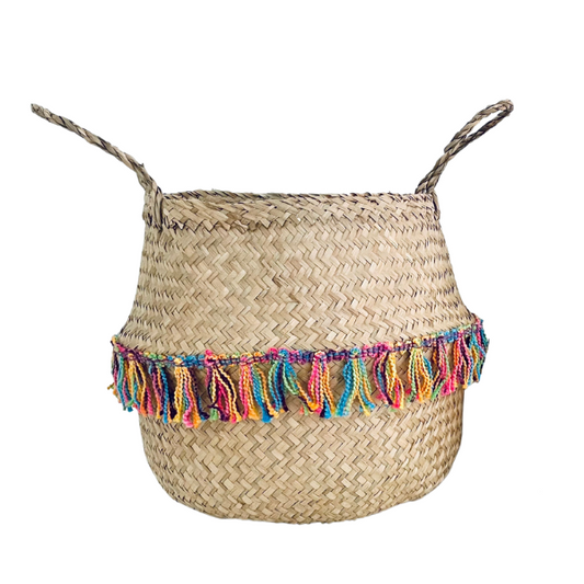 Bellybambino Rainbow Tassel Trim Basket - Large