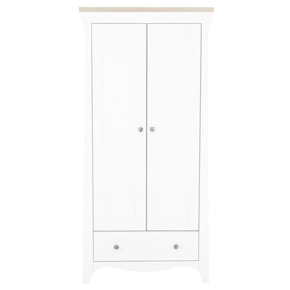 CuddleCo Clara 2 Door Double Wardrobe - White & Ash