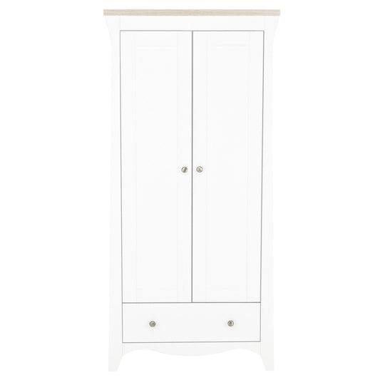 CuddleCo Clara 2 Door Double Wardrobe - White & Ash