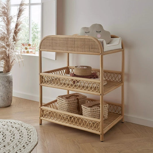 CuddleCo Aria Rattan Changing Table - Natural