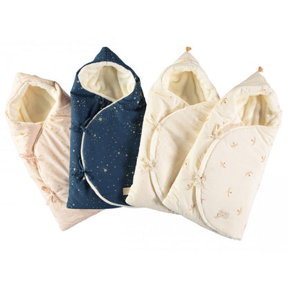 Nobodinoz Cosy Winter Baby Nest - Gold Stella Night Blue