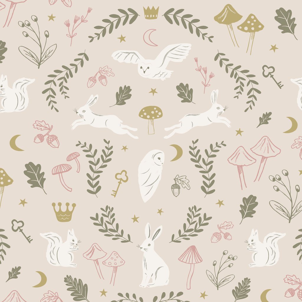 Watercolor Woodland Animals Seamless Pattern Fabric Wallpaper Background  with Owl Hedgehog Fox and Butterfly Bunny Stock Illustration   Illustration of forest nature 200160926