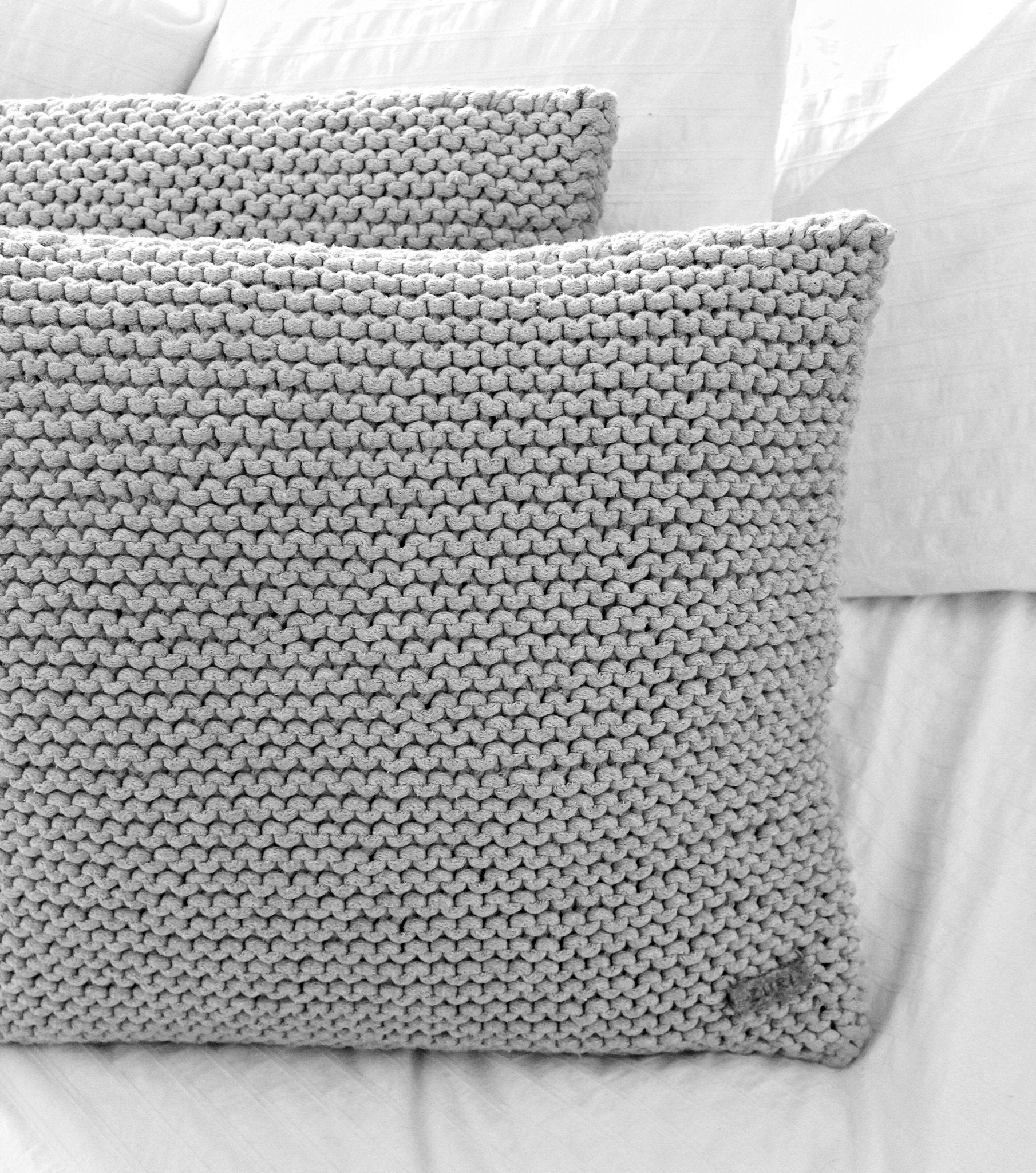 Grey knit pillow best sale