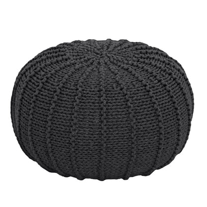 Zuri House Small Knitted Pouffe - Charcoal