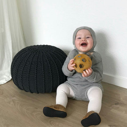 Zuri House Small Knitted Pouffe - Charcoal