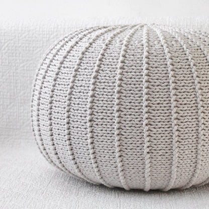 Zuri House Large Knitted Pouffe - Oatmeal