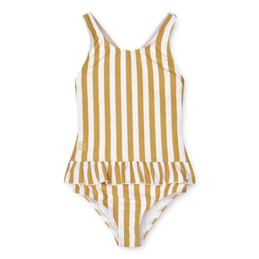 Liewood Amara Swimsuit - Stripe Yellow Mellow / White