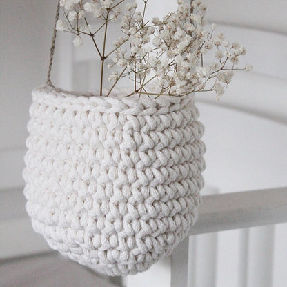 Zuri House Small Crochet Hanging Basket - Ivory