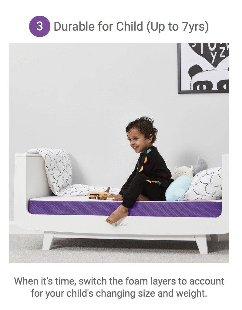 Snuzsurface adaptable store cot bed mattress