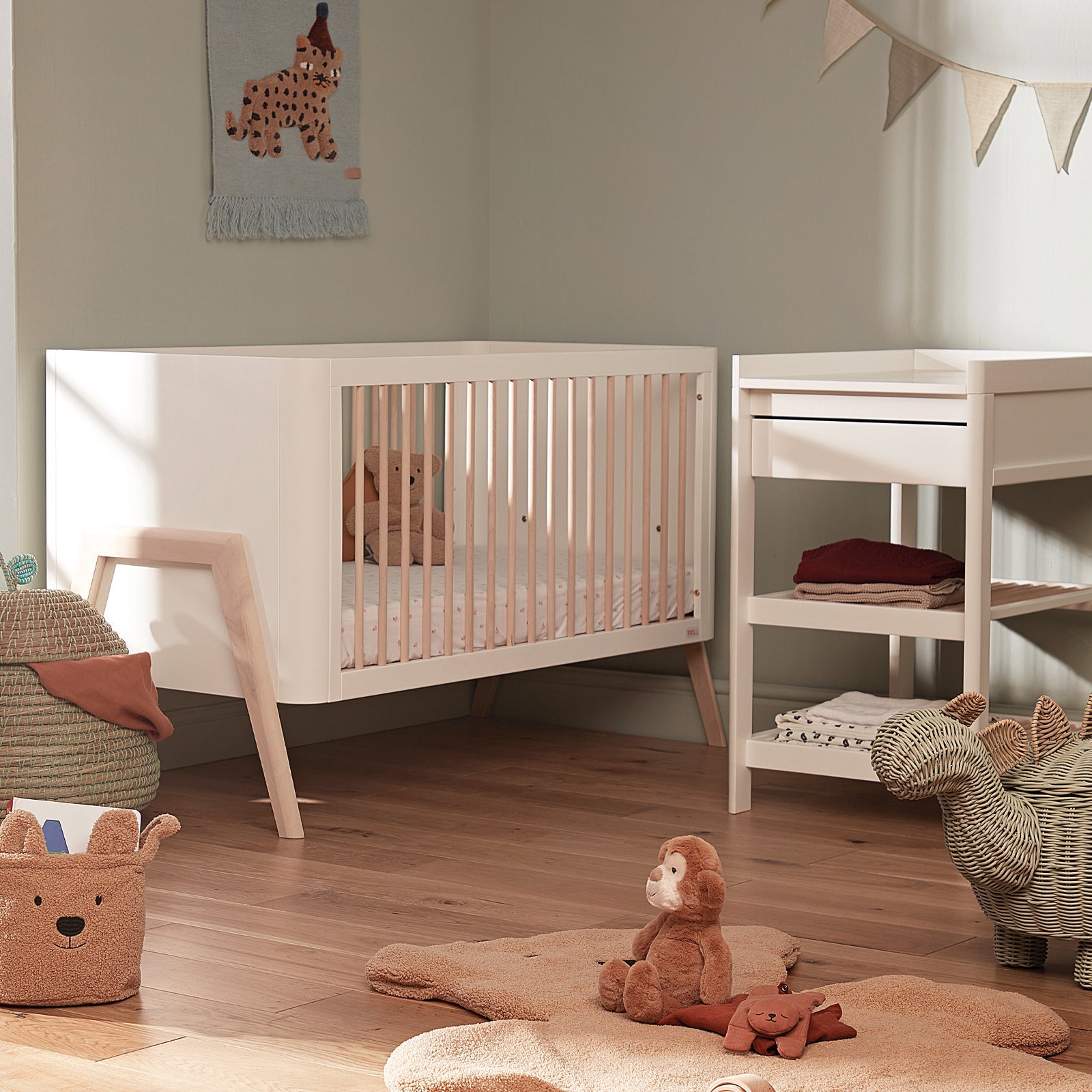 Cot and hot sale changing table set